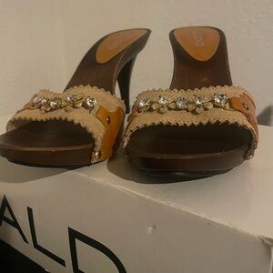 ALDO Beige and Brown Embellished Heels